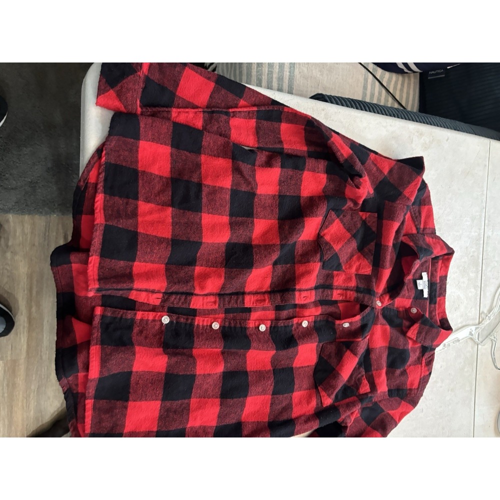 Croft & Barrow Red Plaid Flannel Shirt Womens S Button Up‎ Long Sleeve